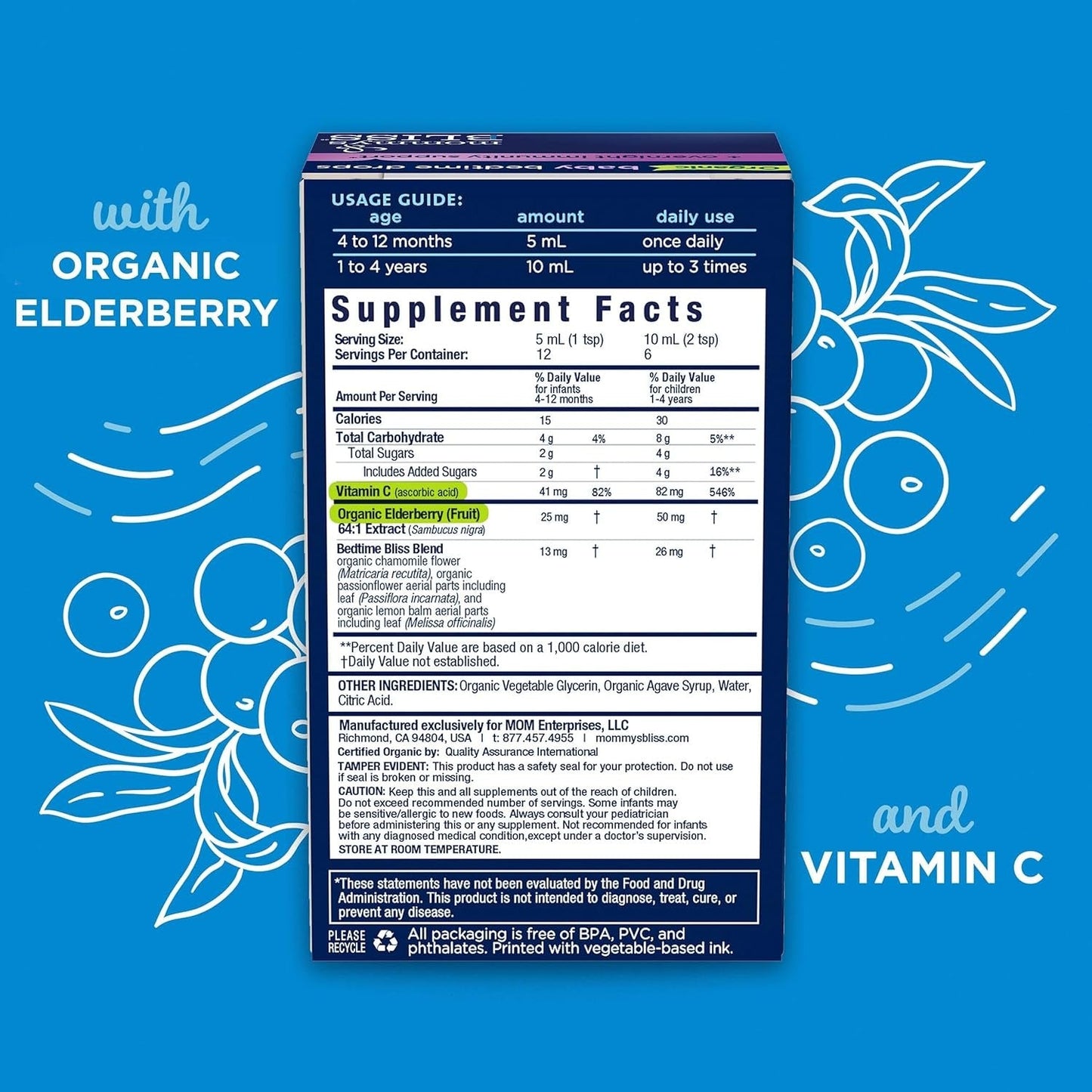 Mommy's Bliss Organic Baby Bedtime Drops + Overnight Immunity Support