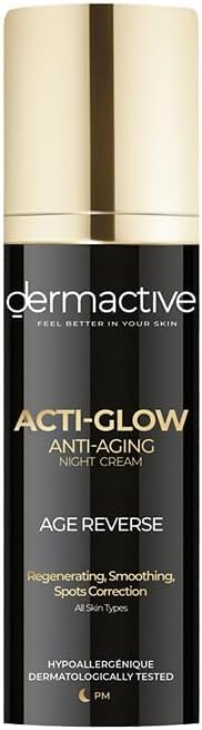 DERMACTIVE Acti Glow Night Cream 50ml | Anti-Aging Moisturizer with Peptides, Hyaluronic Acid & Vitamin C – Restores & Brightens Skin Overnight