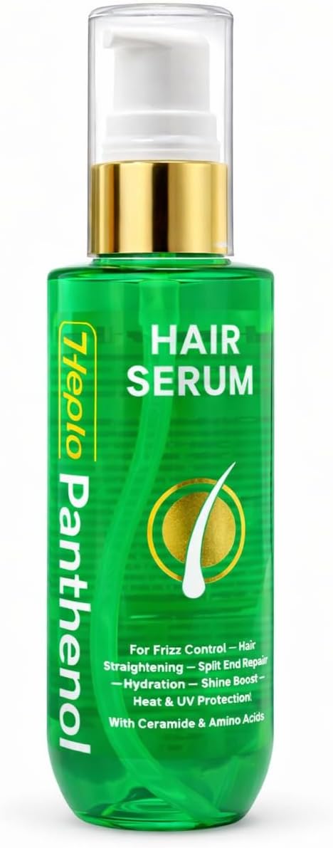 Hepta Panthenol Hair Serum with Ceramide and Amino Acids, Frizz Control, Heat Protection, Split End Repair, Hydration and Shine Boost, 100ml