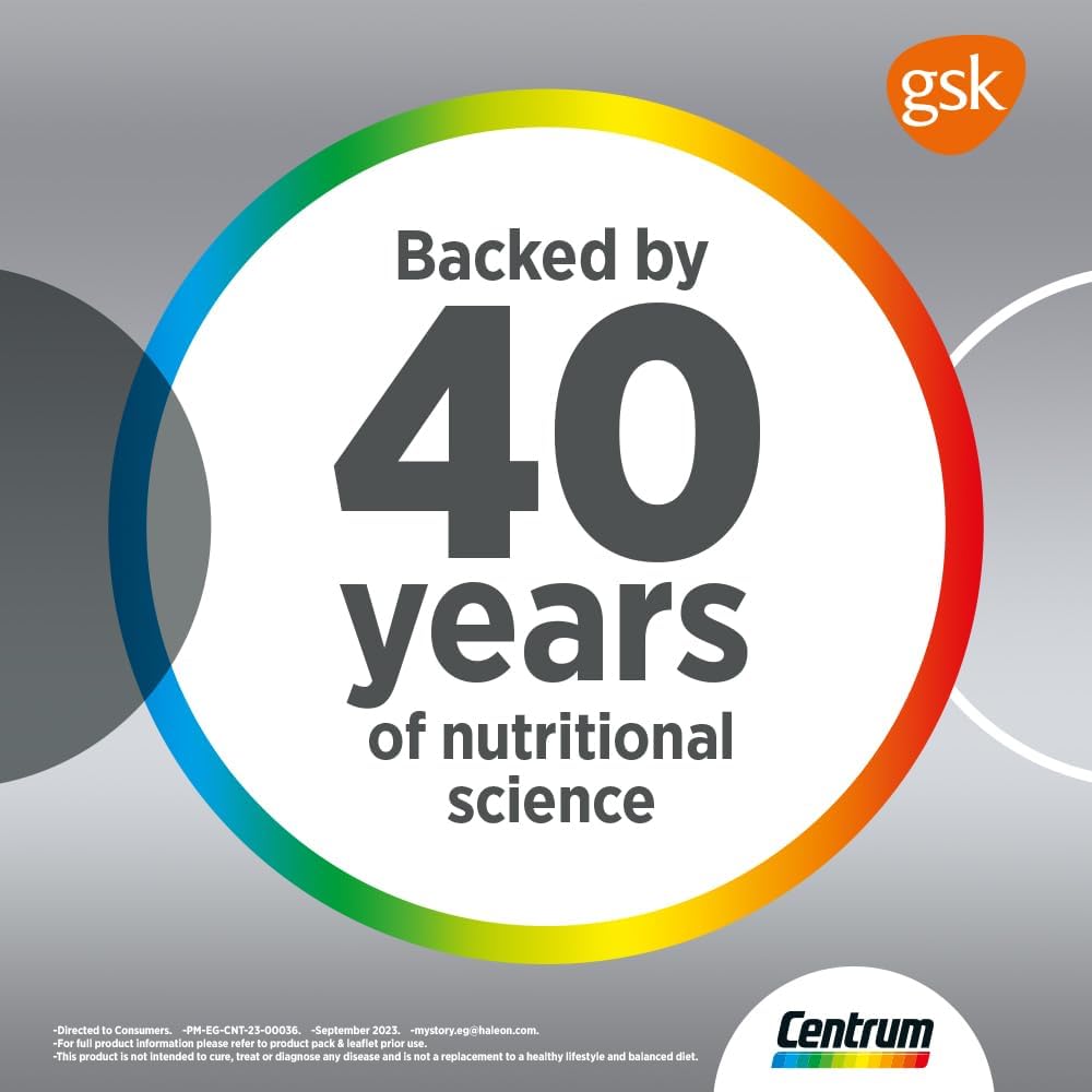 Centrum Silver with Lutein Multivitamin, Multimineral Supplements, for adults 50 + with Zinc, Vitamin B, D & Magnesium, 30 Tablets