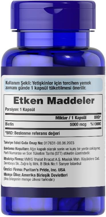 Puritan's Pride Super Biotin 5000 mcg Food Supplement