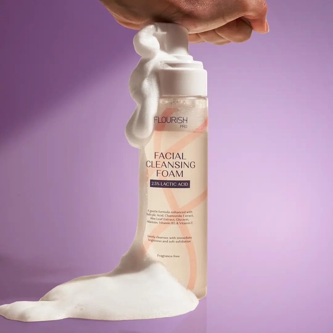 Flourish Facial Cleansing Foam, Exfoliating, Hydrating,For All Skin Types