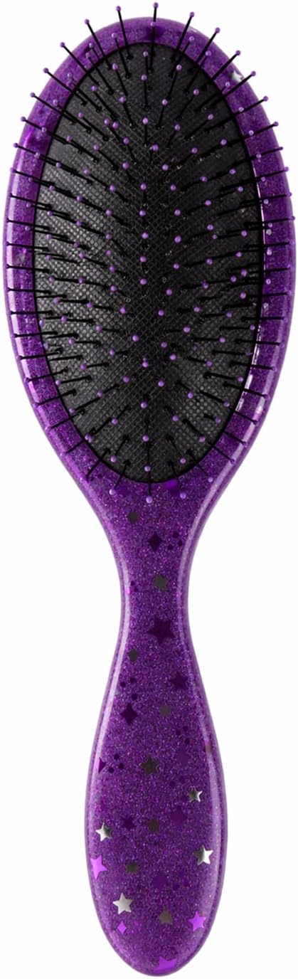 Alice - Detangling Hair Brush, Scalp Massaging Brush, Hair Stayling, Professional Anti-Tangle, Brush With Soft Bristles, Flexible Smooth Glide, Tangle Control, For Wet & Dry Hair (Purple Star)