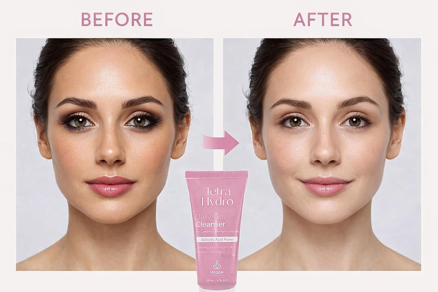 Tetra Hydro Daily Gel Cleanser for Combined to Oily Skin, solution for combined, healthy glow, Non-comedogenic, Salicylic Acid, Makeup Removal, Deep hydration, Glycerin gel, Oil Control, 200 ml