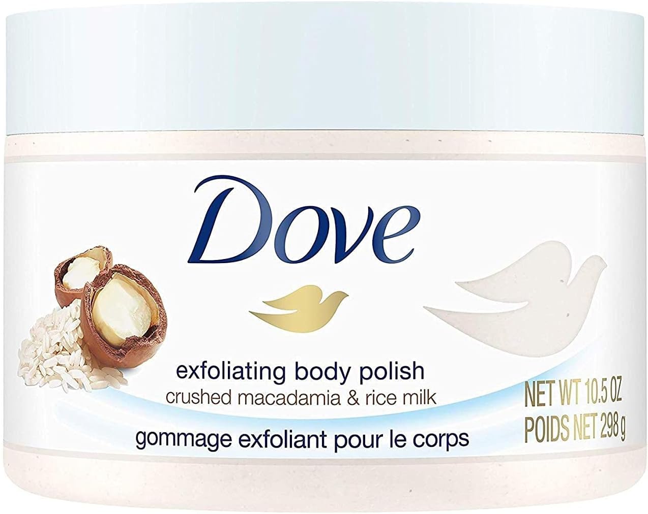 Dove Exfoliating Body Polish and Scrub with Macadamia and Rice Milk- 298 g
