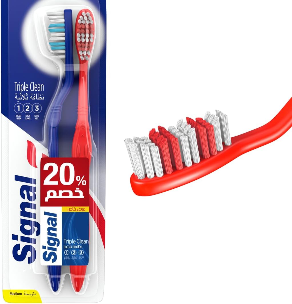 Signal Triple Clean Medium for plaque removal and protection against cavity Toothbrush 2PC
