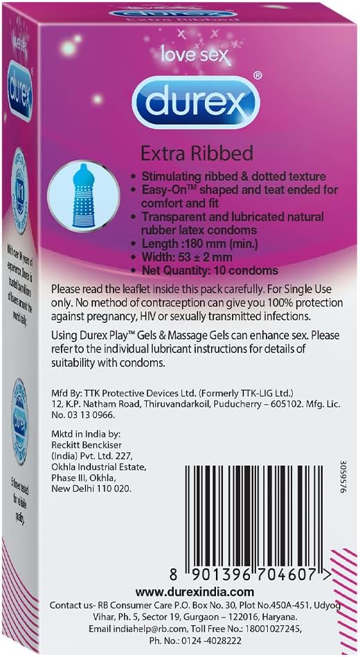DUREX Extra Ribbed Condoms (10SX9)