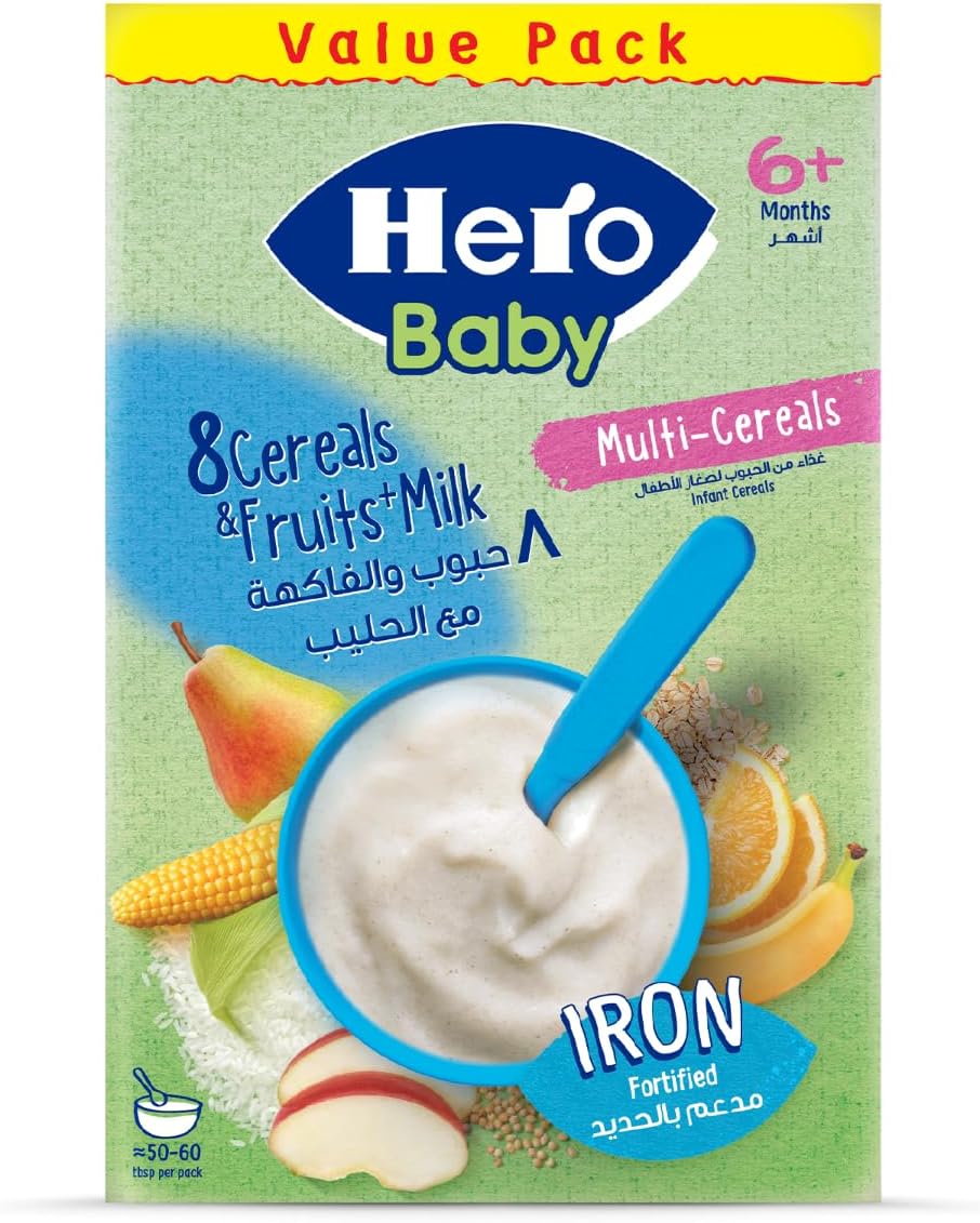 Hero baby 8 cereal and fruits with milk 300 gm