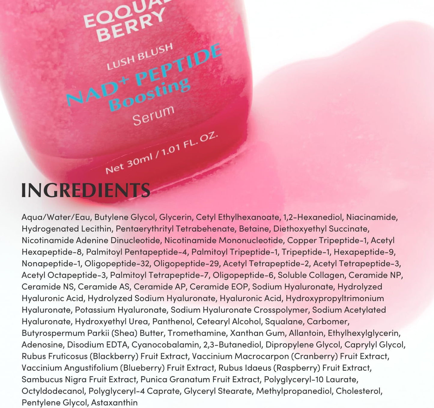 EQQUALBERRY NAD+ Peptide Boosting Smoothie Serum 30ml | Rejuvenating Facial Serum with NAD+, Peptides & Antioxidants for Firmness, Radiance & Hydration
