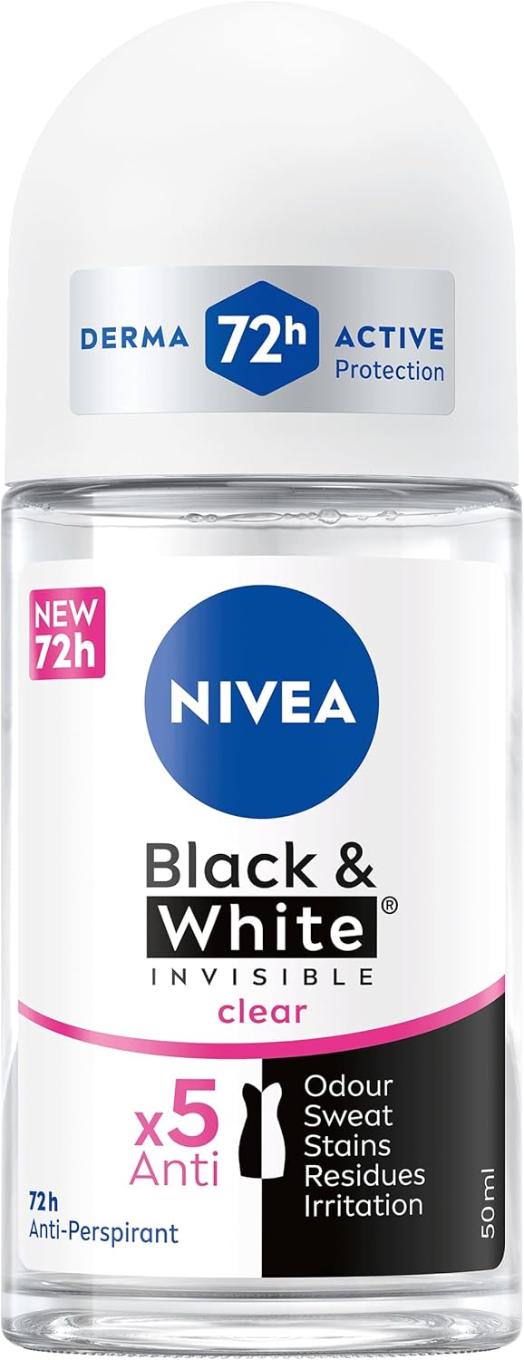 NIVEA Antiperspirant Roll-on for Women, Black & White Invisible Protection Original, 50ml