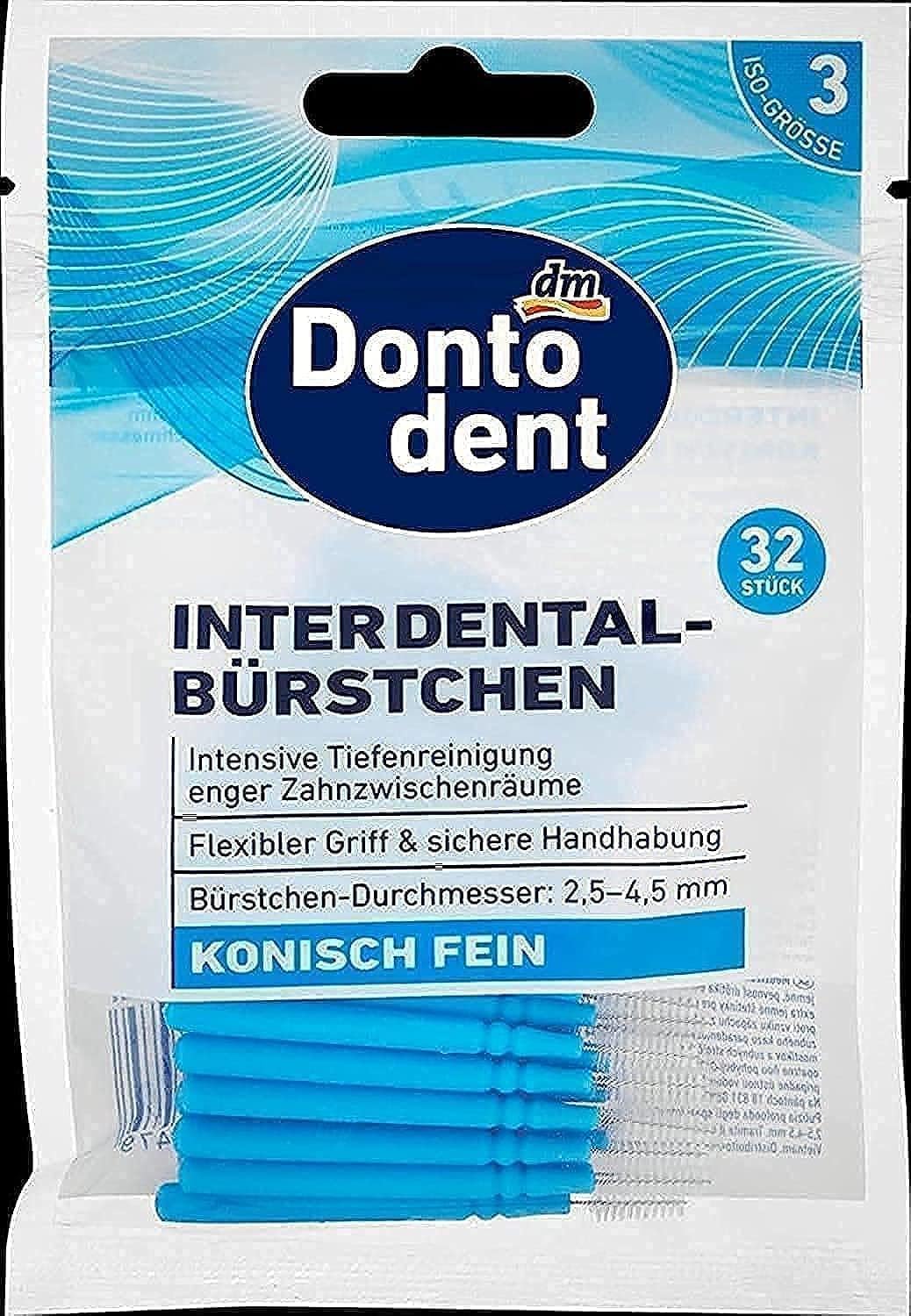 Dontodent Iso3 Interdental Brushes (Blue, 0.6mm, 32 Pieces)