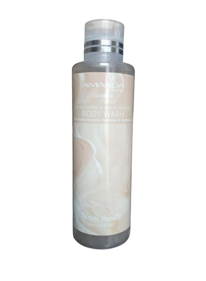 Amanda Body Wash Garden Refreshing&Moisturizer Warm Vanilla with honey, glycerin, panthenol and chamomile 250 ml