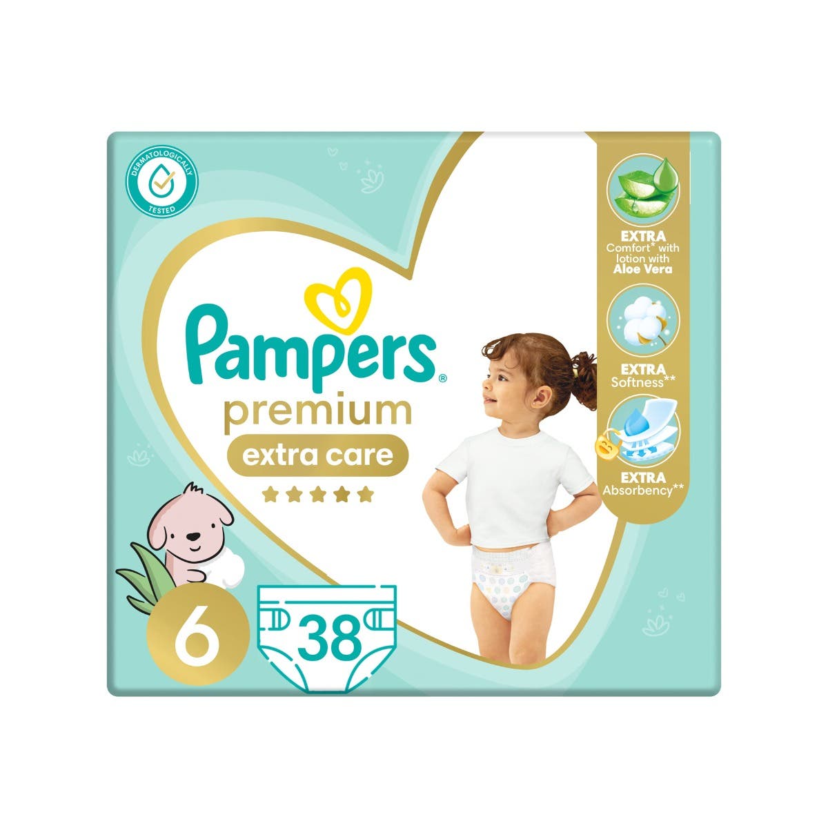 Pampers Premium Extra Care Baby Diapers - Size 6 – 13+Kg – 38 Diapers