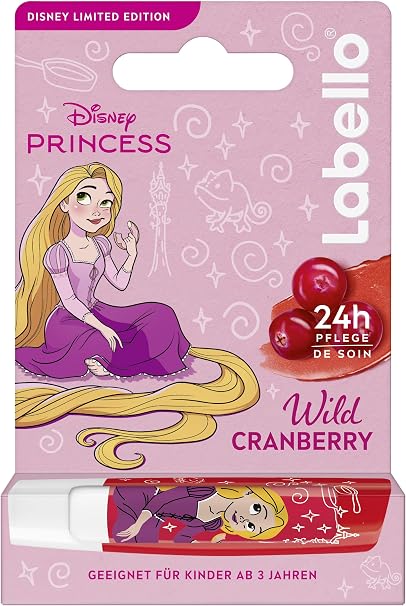 Labello Wild Cranberry Limited Disney Princess Edition, Scented Lip Balm with Fruity Flavour, Nourishing Lip Balm for Ages 3+ (4.8 g)