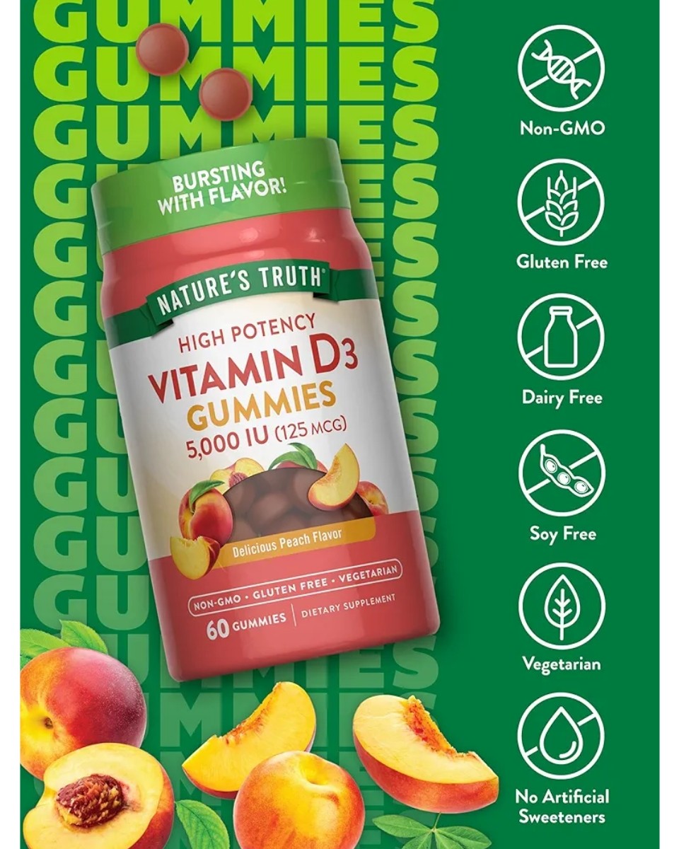 Nature's Truth Vitamin D3 Gummies | 5000 IU | 60 Gummies