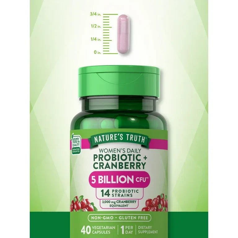 Nature's Truth Probiotics for Women | 5 Billion Active Cultures | 40 Vegetarian Capsules | With Cranberry