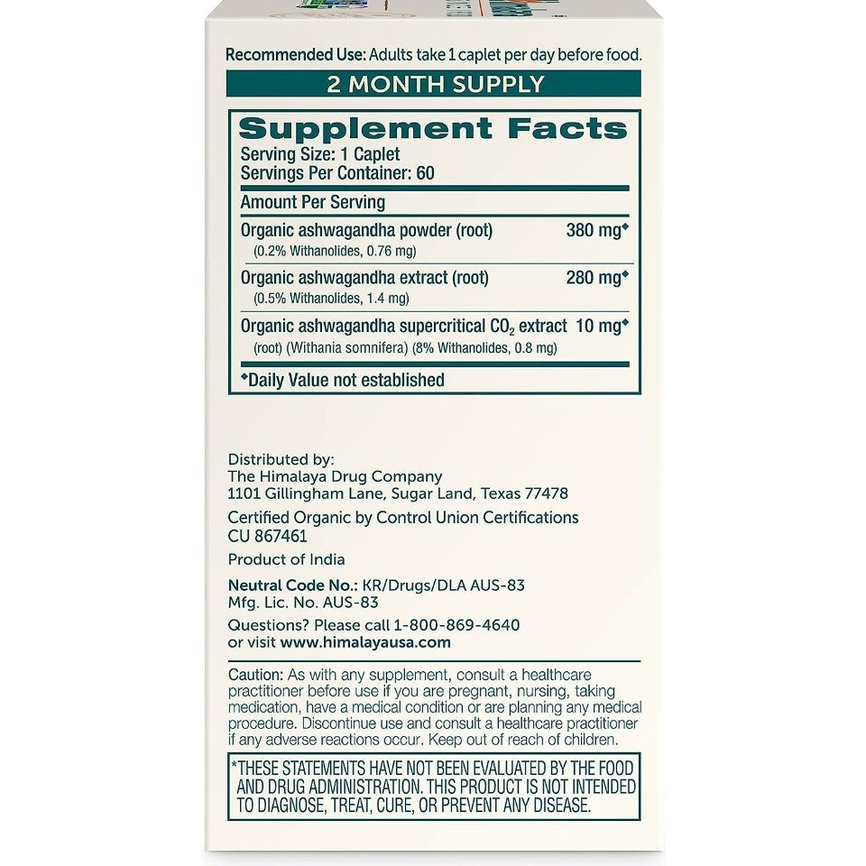 Himalaya Organic Ashwagandha 60 Caplets