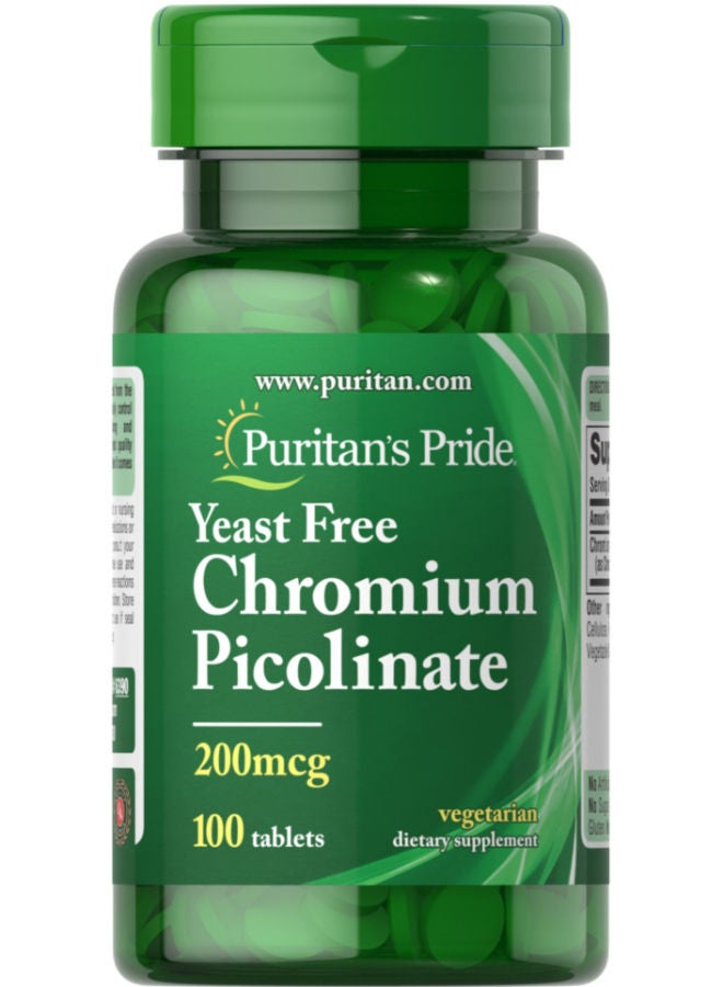 Puritan's Pride Chromium Picolinate 200 Mcg Yeast Free 100 tablets
