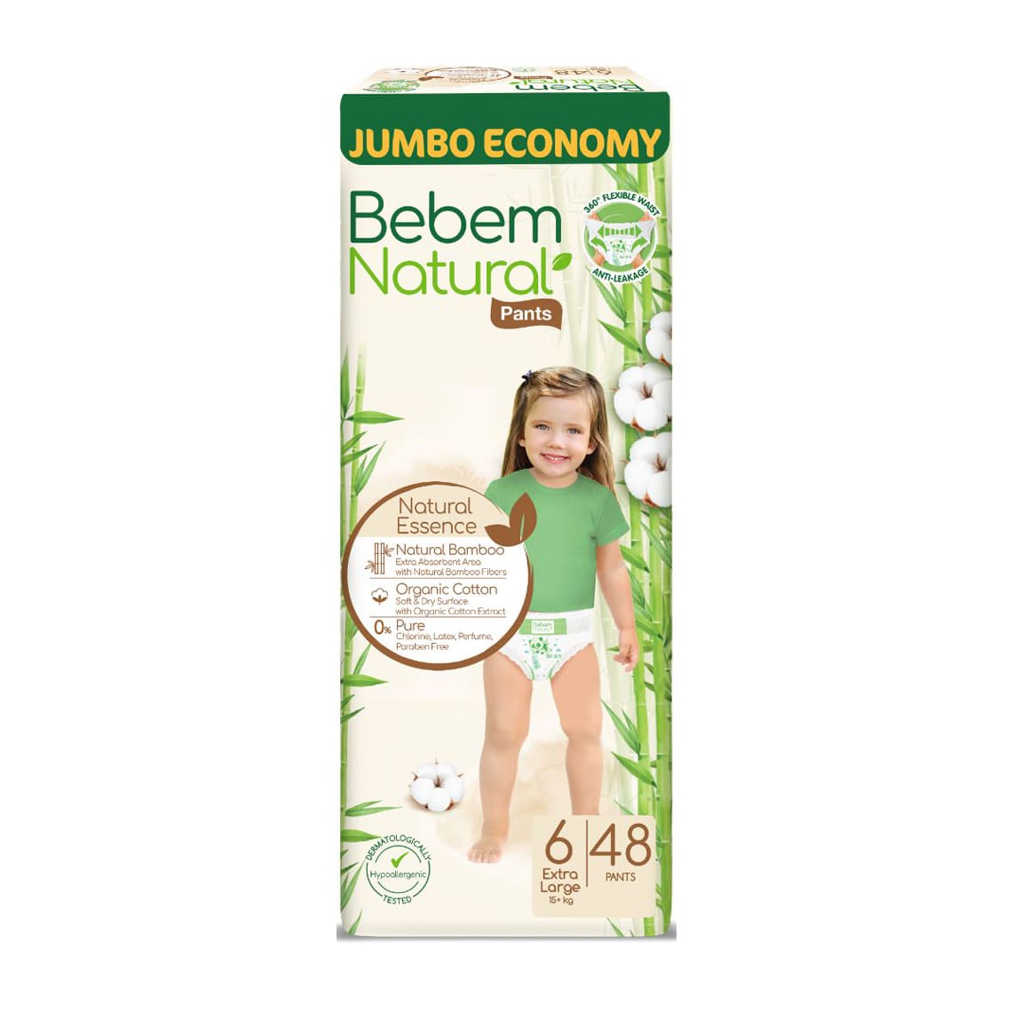 Bebem Natural Pants Size 6 Extra Large (15+ kg) - 48 Pants