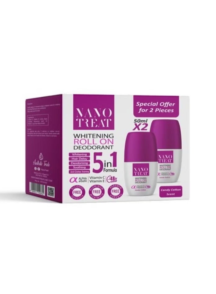Nano Treat Deodorant Roll On Candy Cotton 50 Ml (1+1)