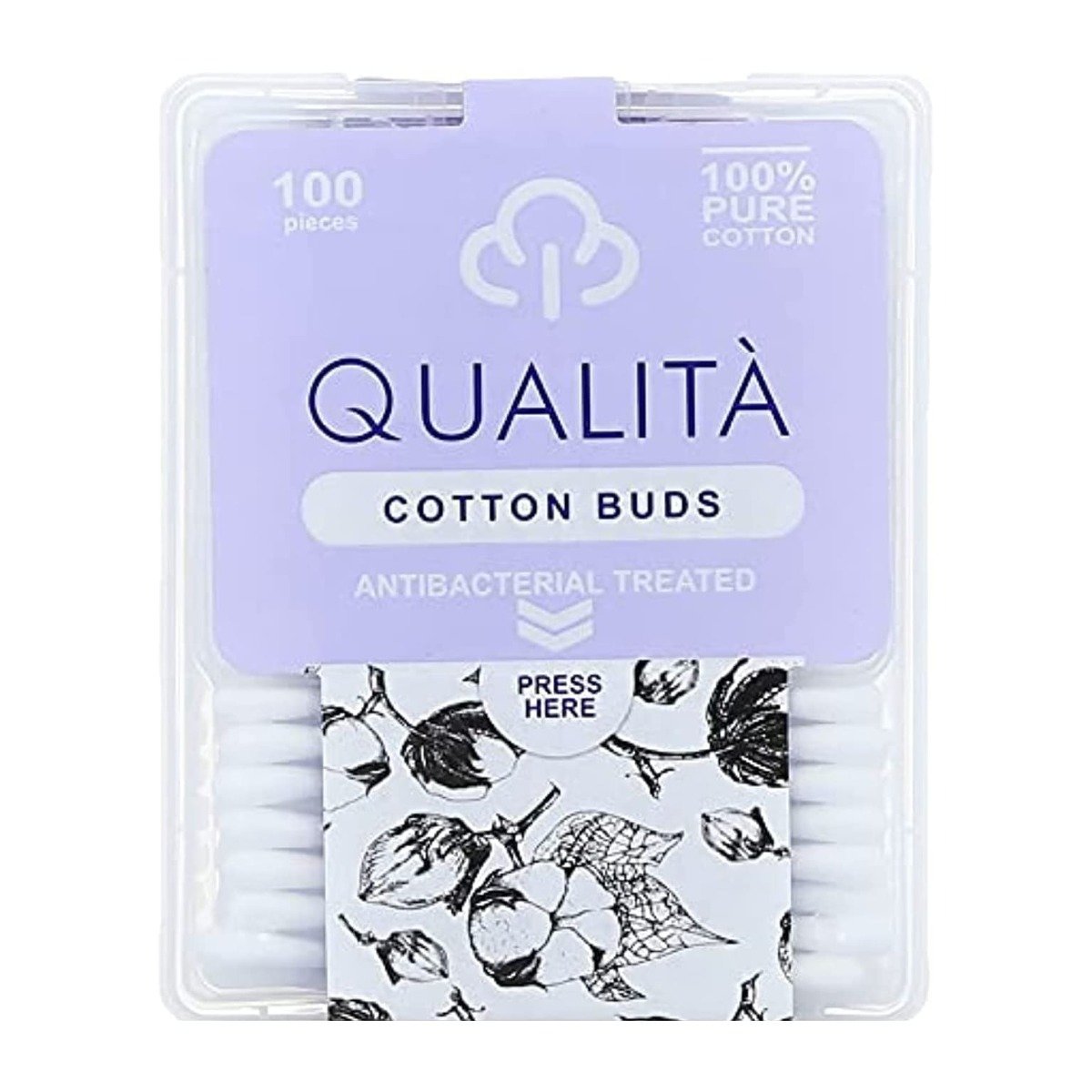 Qualita Antibacterial Treated Cotton Buds – 100Pcs