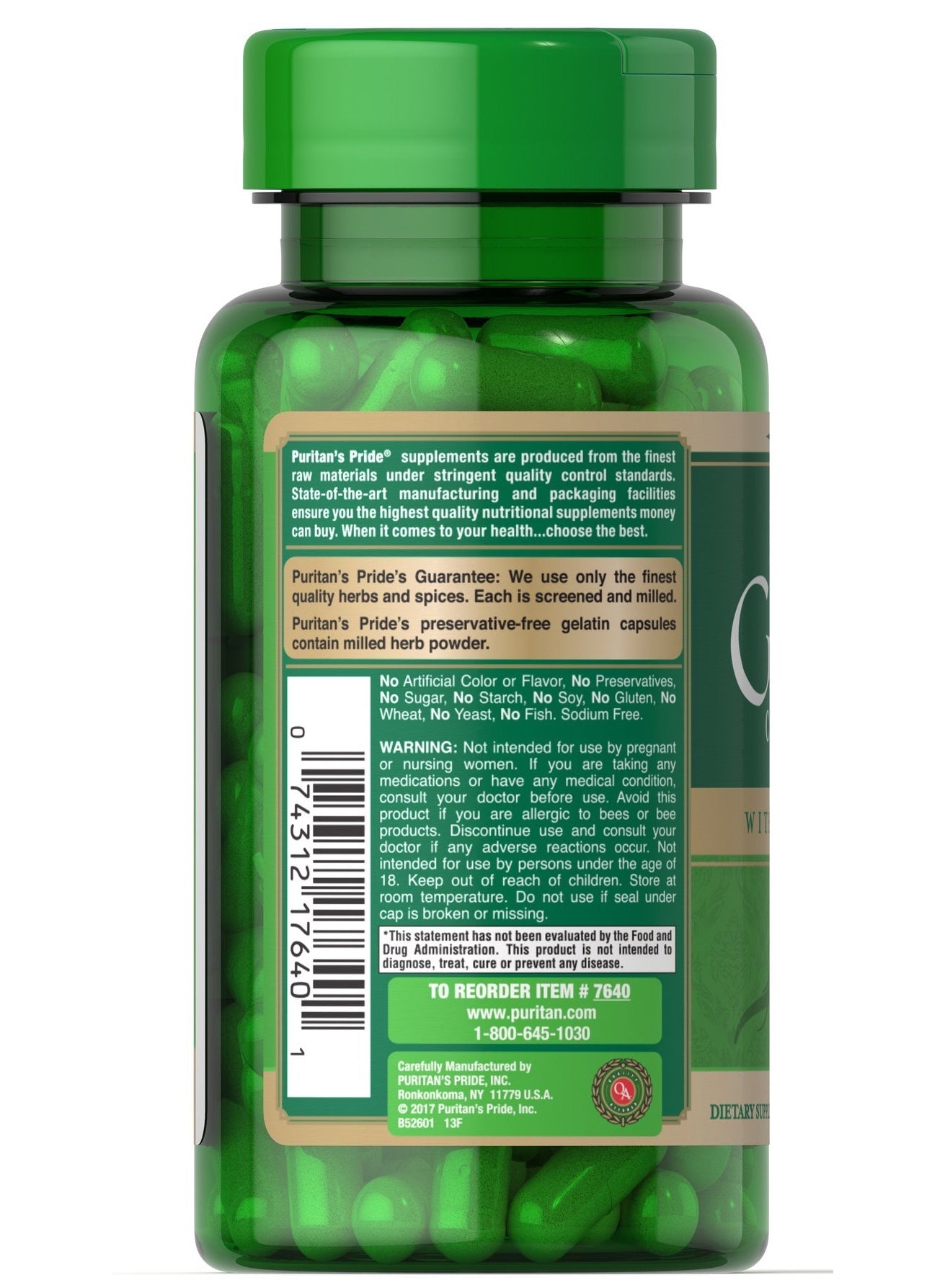 Puritan's Pride Ginseng Complex With Royal Jelly 1000 Mg 50 Capsules