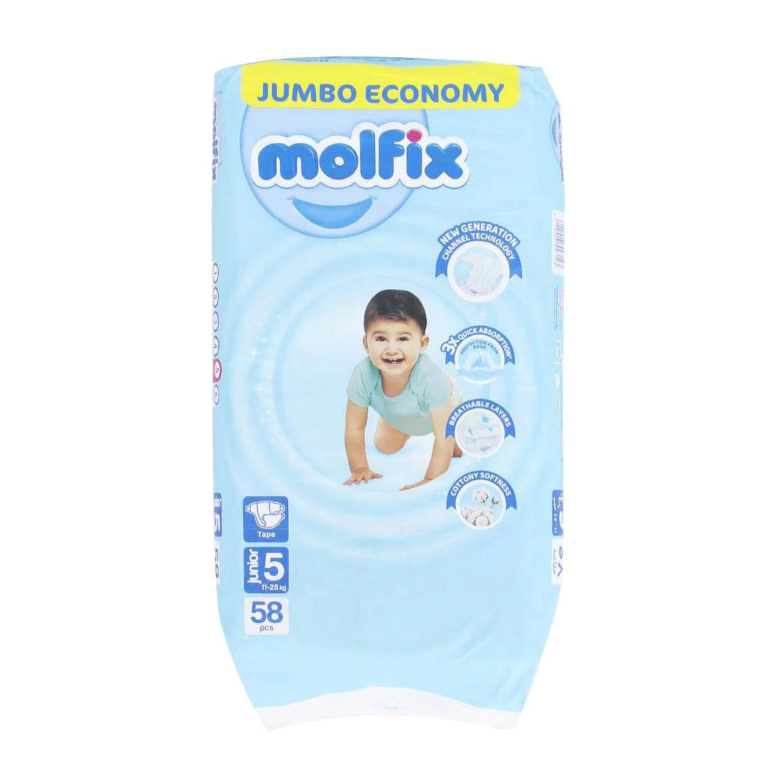 Molfix Perfect Fit Size (5) Junior 11- 25Kg - 58pcs