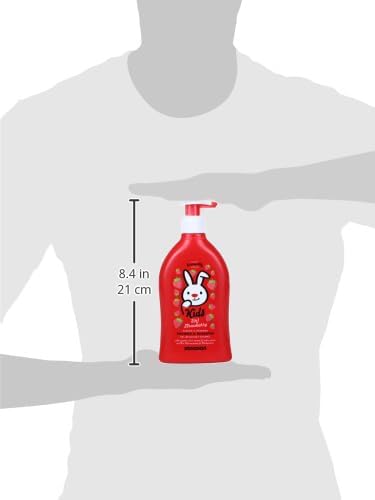 sanosan 2-in-1 Shower & Shampoo Strawberry for Children & Baby, 400 ml, Shower Gel & Hair Shampoo with Organic Olive Extract & Milk Protein, Hair Care, Skin Care, Shower Gel, Hair Shampoo
