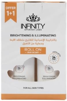 Infinity Clinic Pharma Brightening & Illuminating Roll-On Deodorant, Oud Scent, with Dermawhite WF & Kojic Acid, 2-Pack