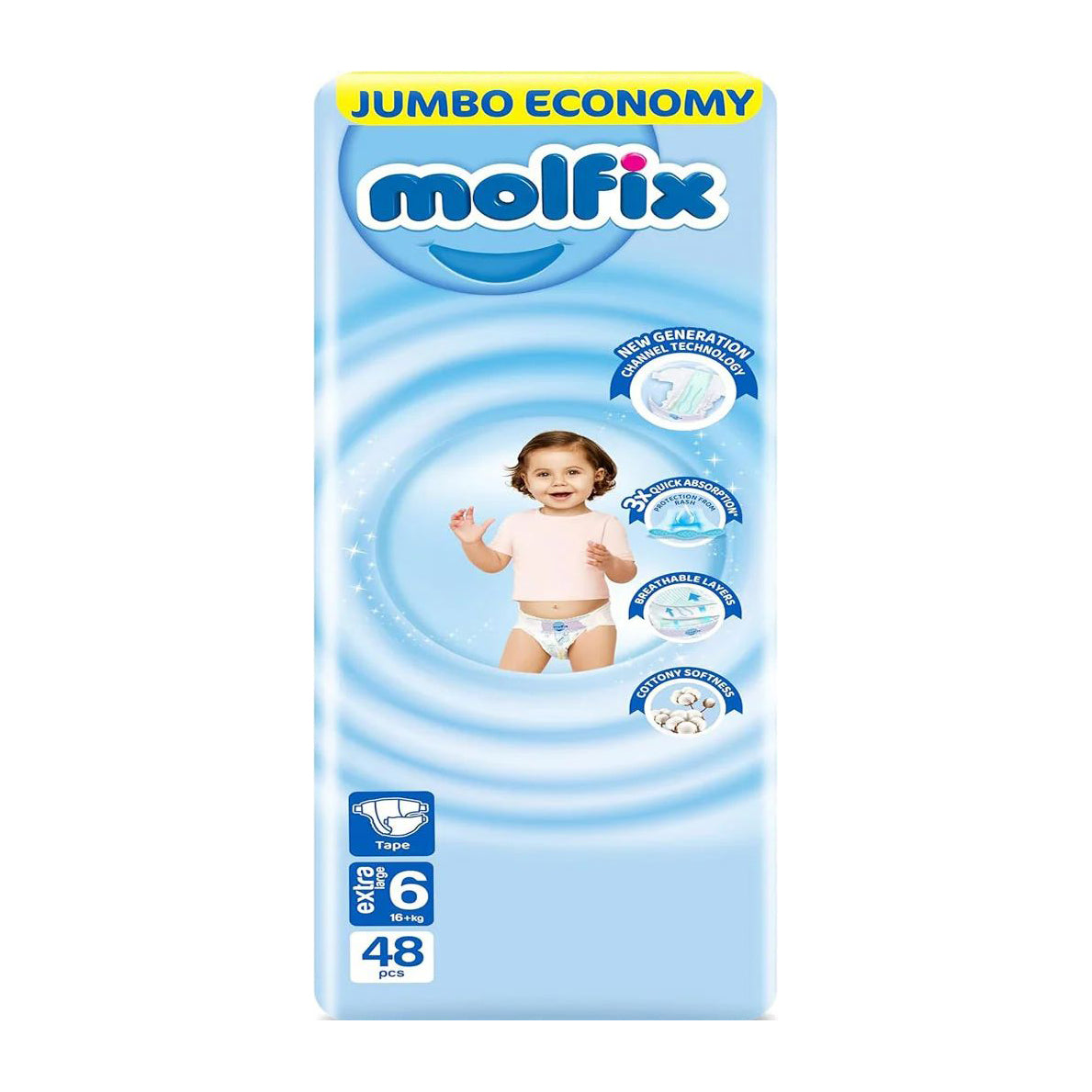 Molfix Ultra Dry Extra Large Size (6) Extra Large 16+kg - 48pcs ...