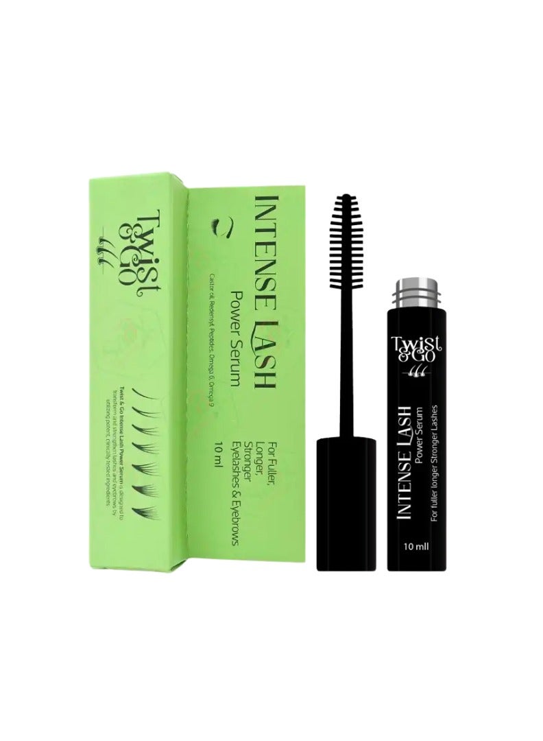 Twist & Go Intense Power Serum Lash 10ml - With Peptide - almond oil & coconut oil - avocado oil &olive oil -coconut oil -For Fuller Longer - Stronger Lashes - Eye brows & Eyelashes
