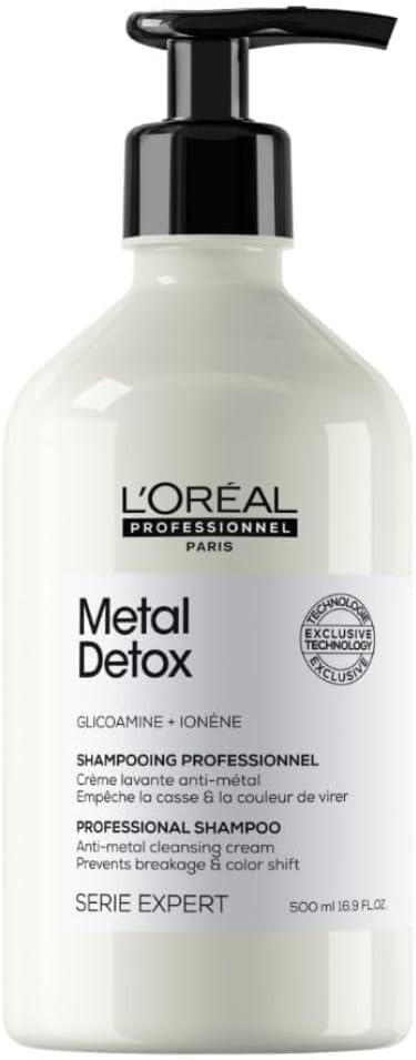 L'Oréal Professionnel Paris Metal Detox Shampoo, Sulphate Free, For Breakage and Colour Protection, Smoother and Shinier Hair, Suitable For All Types of Coloured Hair, 500ml