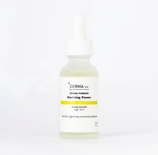 Derma Ten Glycolic Acid Serum, 10% Concentration, Reviving Power, 30 ml