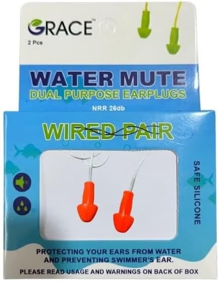 Grace Water Mute Silicone Earplugs Soft Reusable Waterproof Ear Plugs for Swimming, Shower, and Noise Reduction