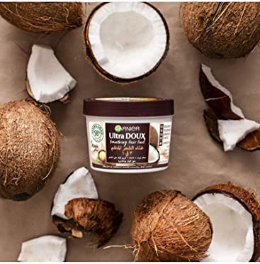 Garnier Ultra Doux Smoothing Coconut 3-in-1 Hair Food For Frizzy Hair MASK 390ml