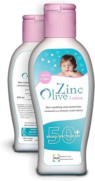 Zinc Olive Lotion For Diaper Area with Vitamin E SPF50, 100ml - 2Pack
