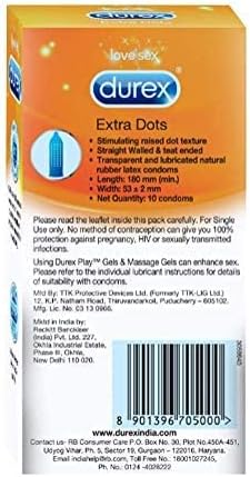 Durex Extra Dots Condoms- Pack Of 10