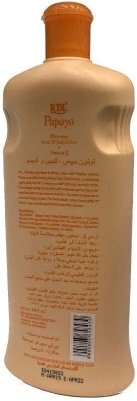 RDL Papaya Extract Whitening Hand & Body Lotion + Vitamin E 600ml
