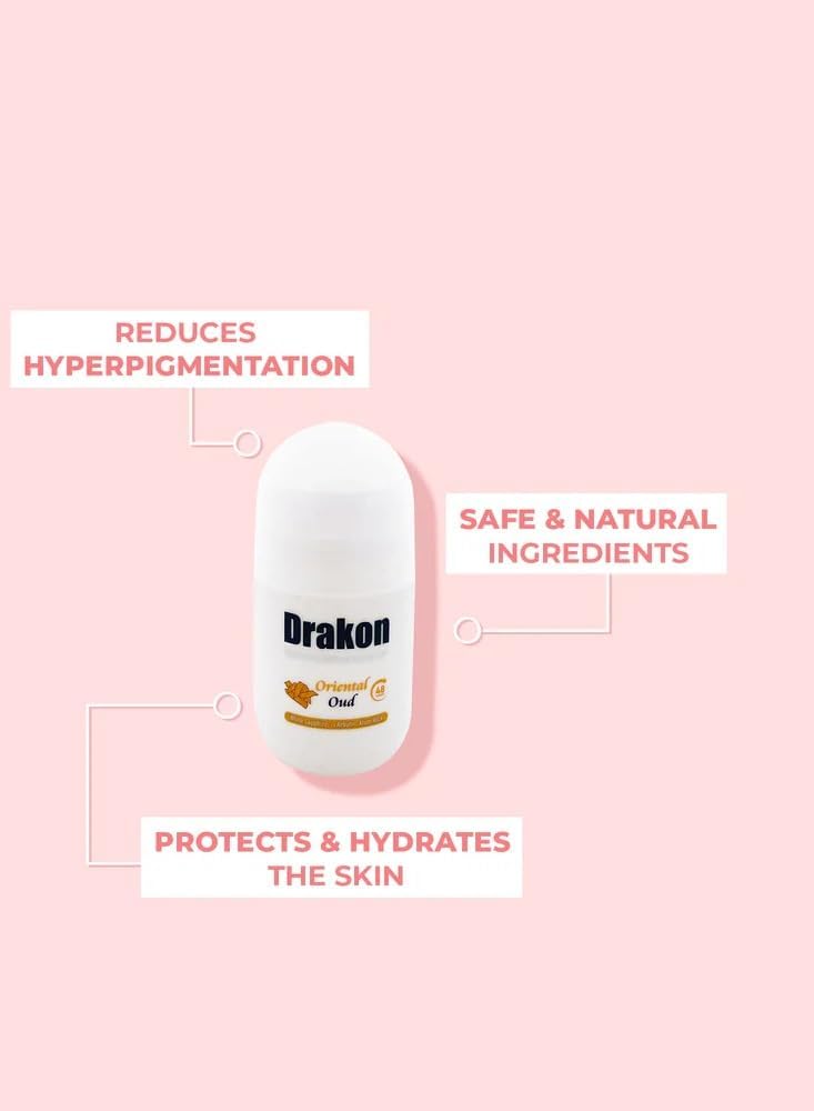 Drakon Roll-on Deodorant (1+1) Oriental Oud Scent | 48h Protection For Sensitive Under-arm | Aluminum Chloride & Alcohol Free-50 ML