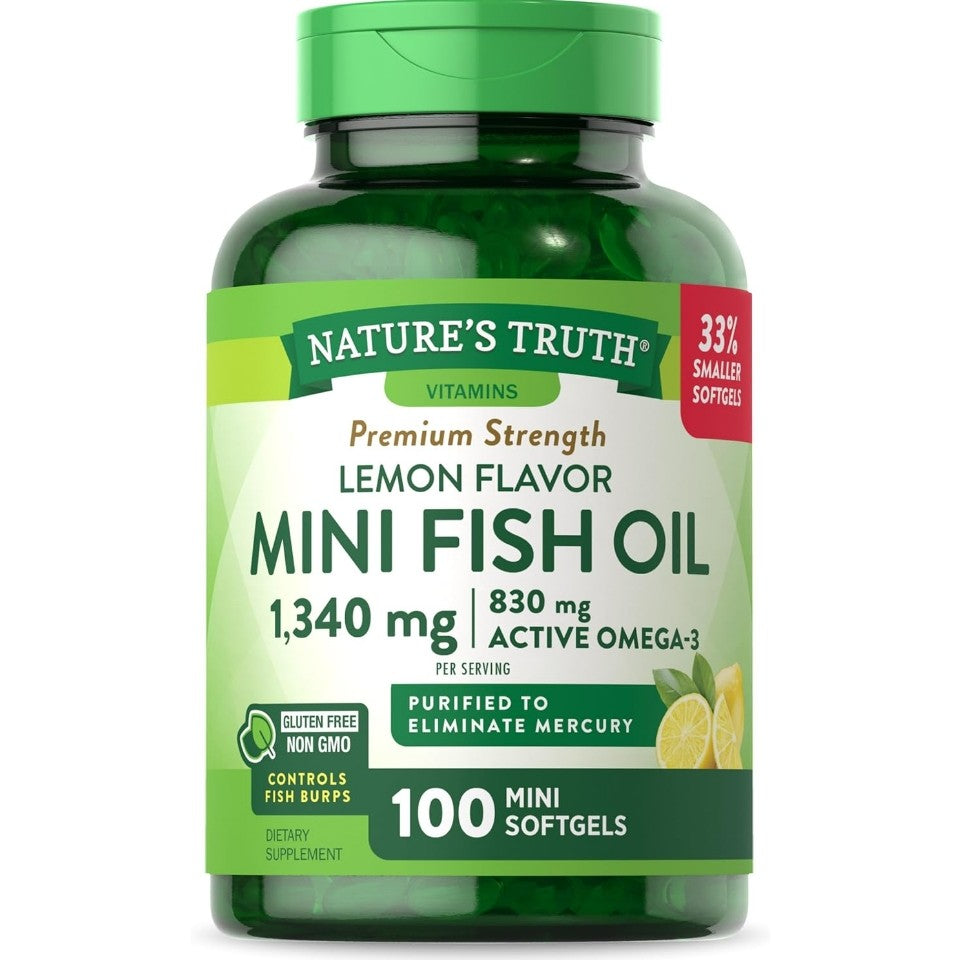 Nature's Truth Mini Fish Oil Omega 3 | 1340 mg | 100 Softgels