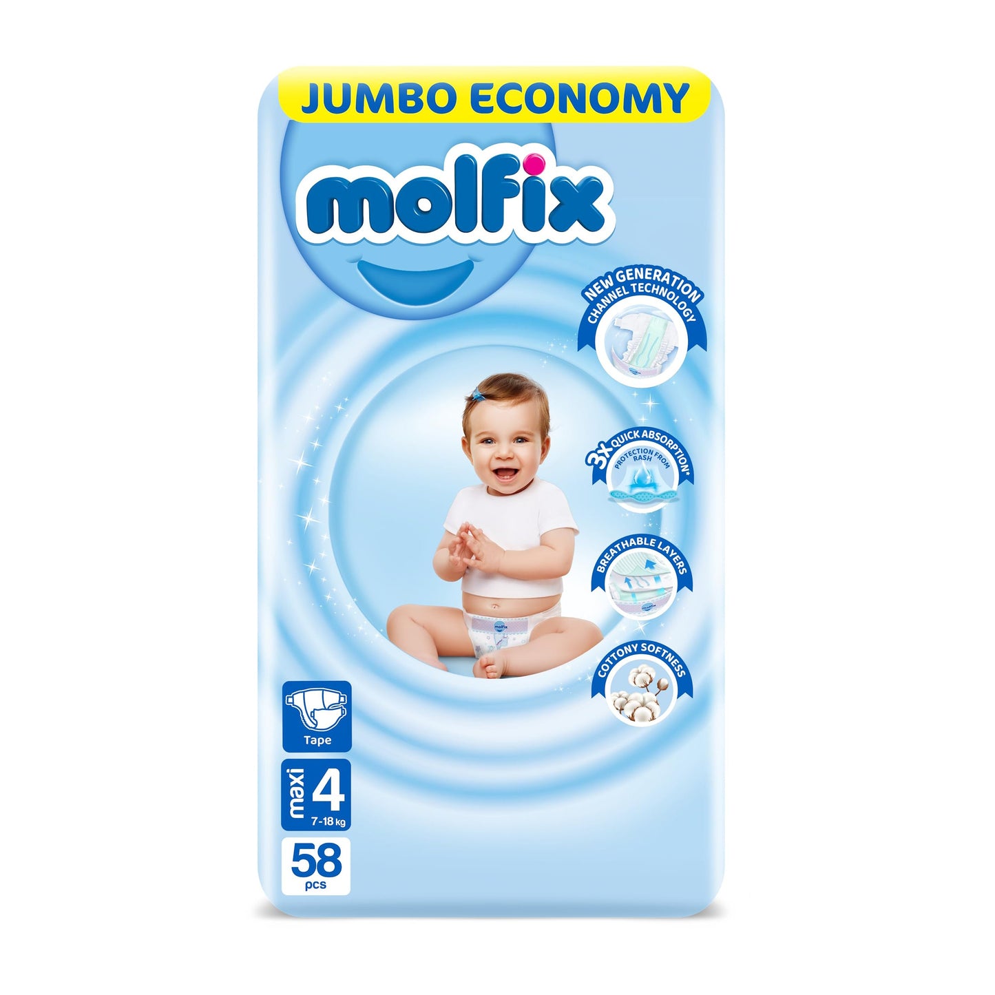 Molfix Jumbo Economy Size (4) Maxi 7-18 Kg – 58pcs