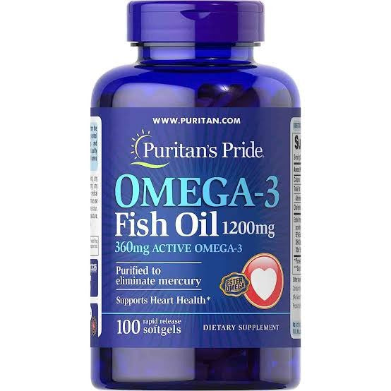 Puritan’s Pride® Omega-3 Fish Oil 1200 mg (360 mg Active Omega-3) 100 Softgels