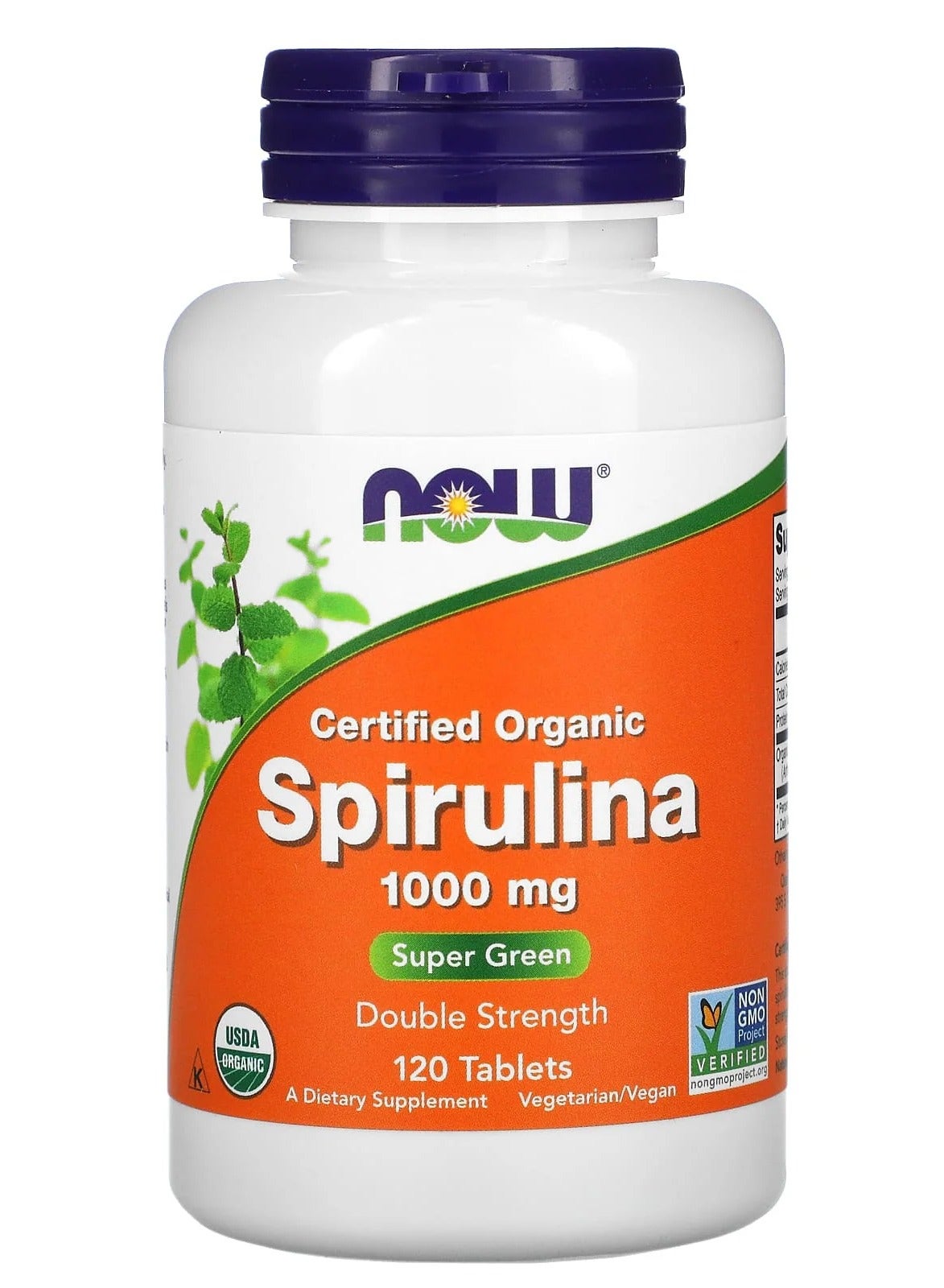 NOW Organic Spirulina Double Strength 1000mg - 120 Tablets