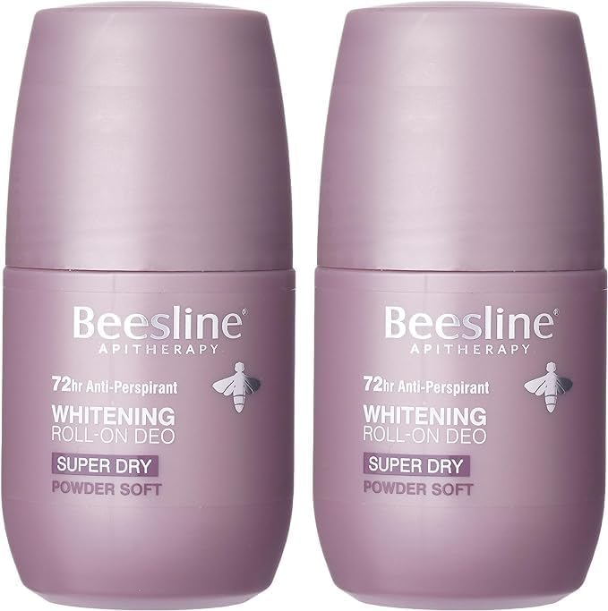 Beesline Natural Whitening Roll On Deodorant Super Dry Powder Soft 2x50ML (1+1 Free)