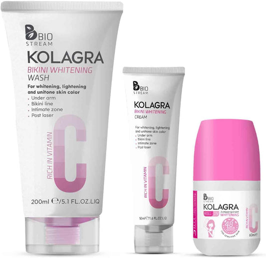 KOLAGRA Sensitive Care Bundle (Bikini Routine+Roll On) 310ML White