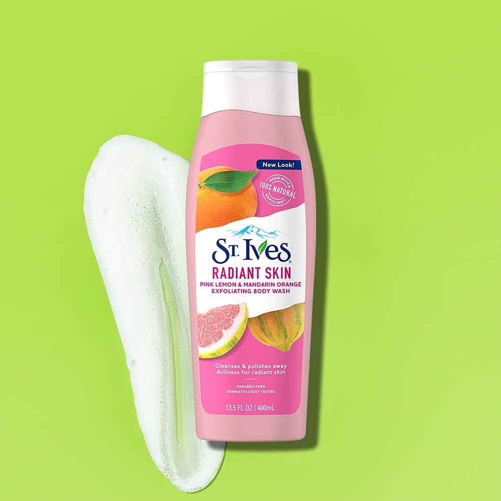 St. ives even and bright - pink lemon and mandarin exfoliating body wash - 400 ml