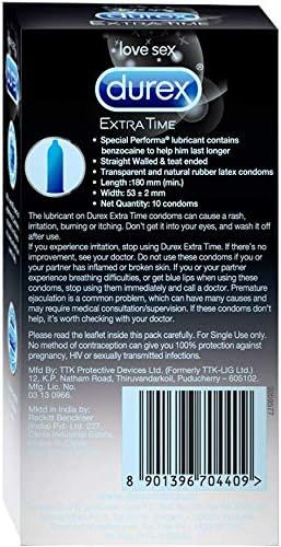 Durex Extra Time Condom, 10 Pieces