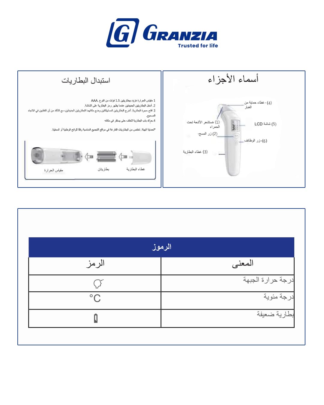 Granzia NC-6 Infrared Non-Contact Thermometer with Fast Temperature Reading and LCD Display