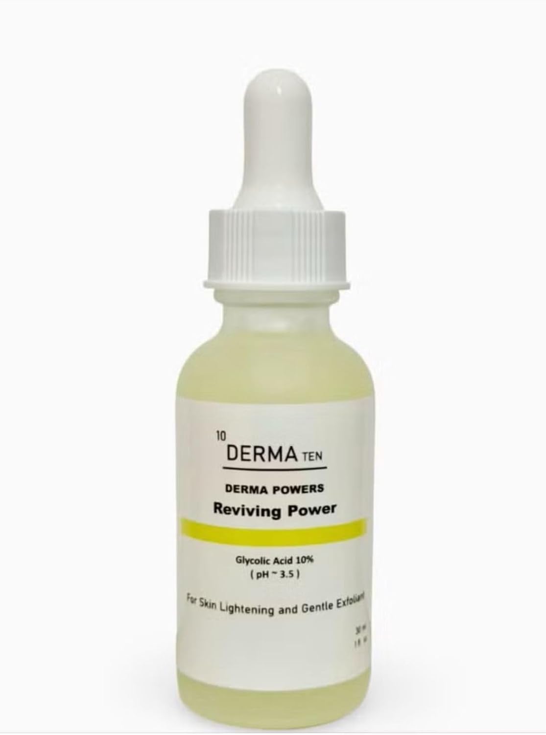 Derma Ten Glycolic Acid Serum, 10% Concentration, Reviving Power, 30 ml