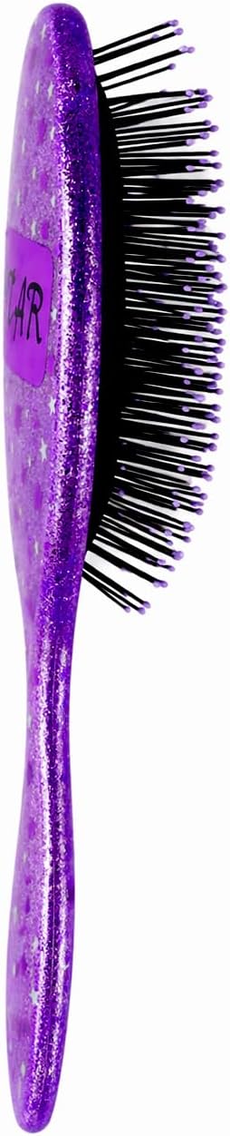 Alice - Detangling Hair Brush, Scalp Massaging Brush, Hair Stayling, Professional Anti-Tangle, Brush With Soft Bristles, Flexible Smooth Glide, Tangle Control, For Wet & Dry Hair (Purple Star)